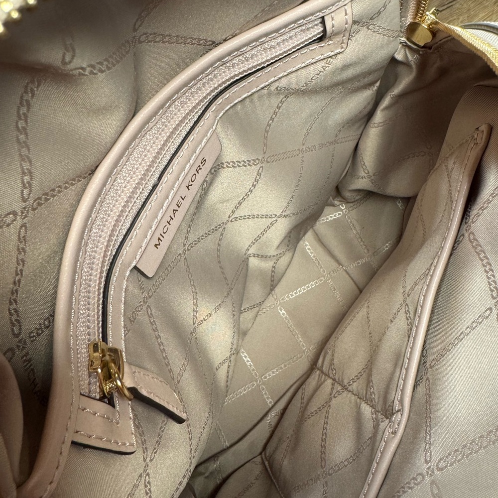 Michael Kors Rhea Zip Blush Perforated Logo Backpack - Picture 6 of 12